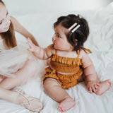 Unicorn Glitter Ivory/Peach Bar Clips, set of 2