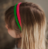 Mini Pom Pom Headband, Bright Pink