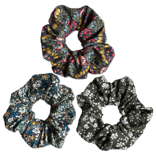 NEW! Scrunchies, Liberty of London Blue/Olive Florals Bundle Set