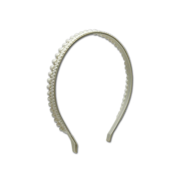 Mini Pom Pom Headband, White