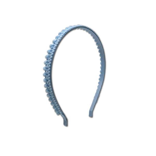 Mini Pom Pom Headband, Baby Blue