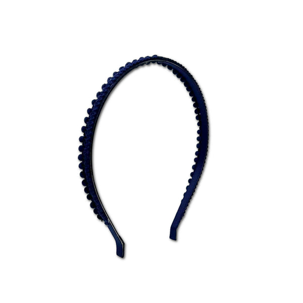Mini Pom Pom Headband, Navy