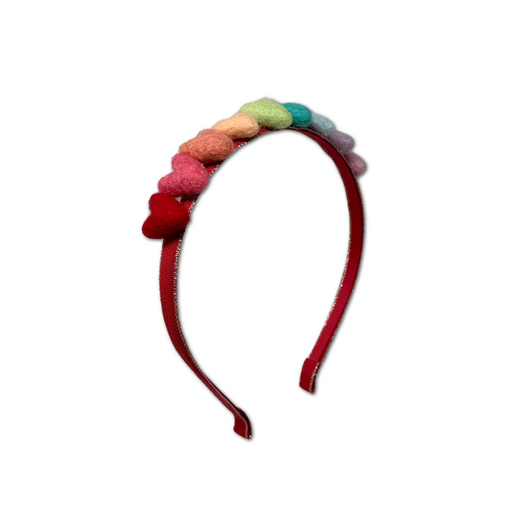 Rainbow Hearts Headband, Red