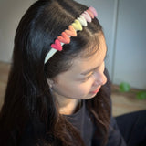 SALE Rainbow Hearts Headband, Ivory