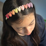 SALE Rainbow Hearts Headband, Ivory