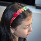 Rainbow Hearts Headband, Red