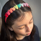 Rainbow Hearts Headband, Red