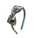 Liberty Bow Headband, Blue Daisies
