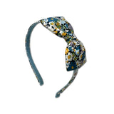 Liberty Bow Headband, Blue Daisies