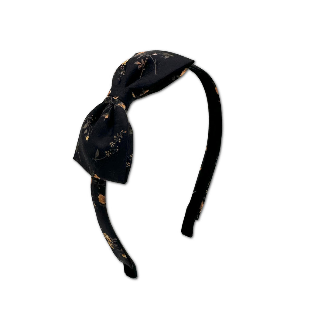Liberty Bow Headband, Black/Gold Floral