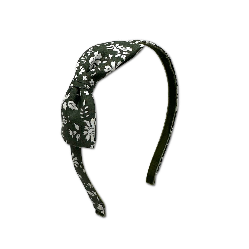 Liberty Bow Headband, Olive Floral