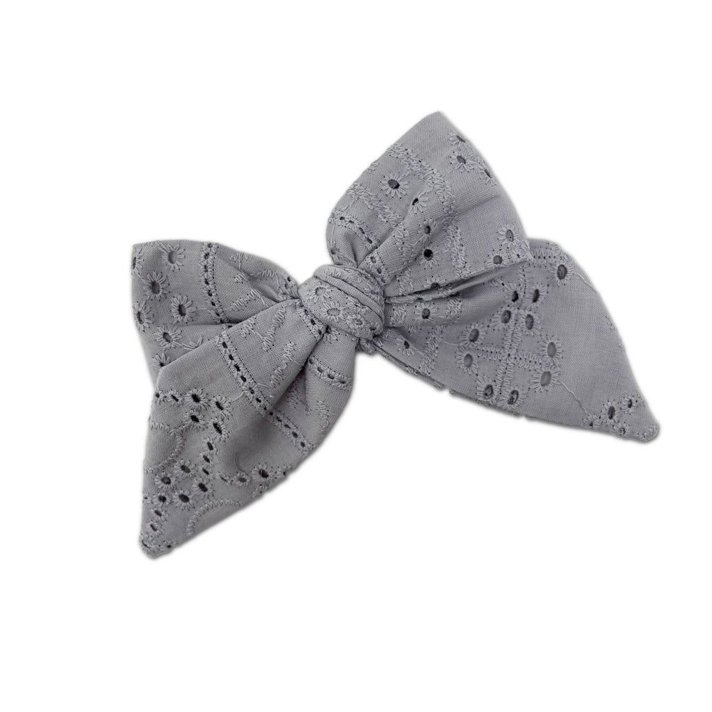 Eyelet Bow, Dove Gray