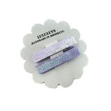 Unicorn Glitter Purple Bar Clips, set of 2