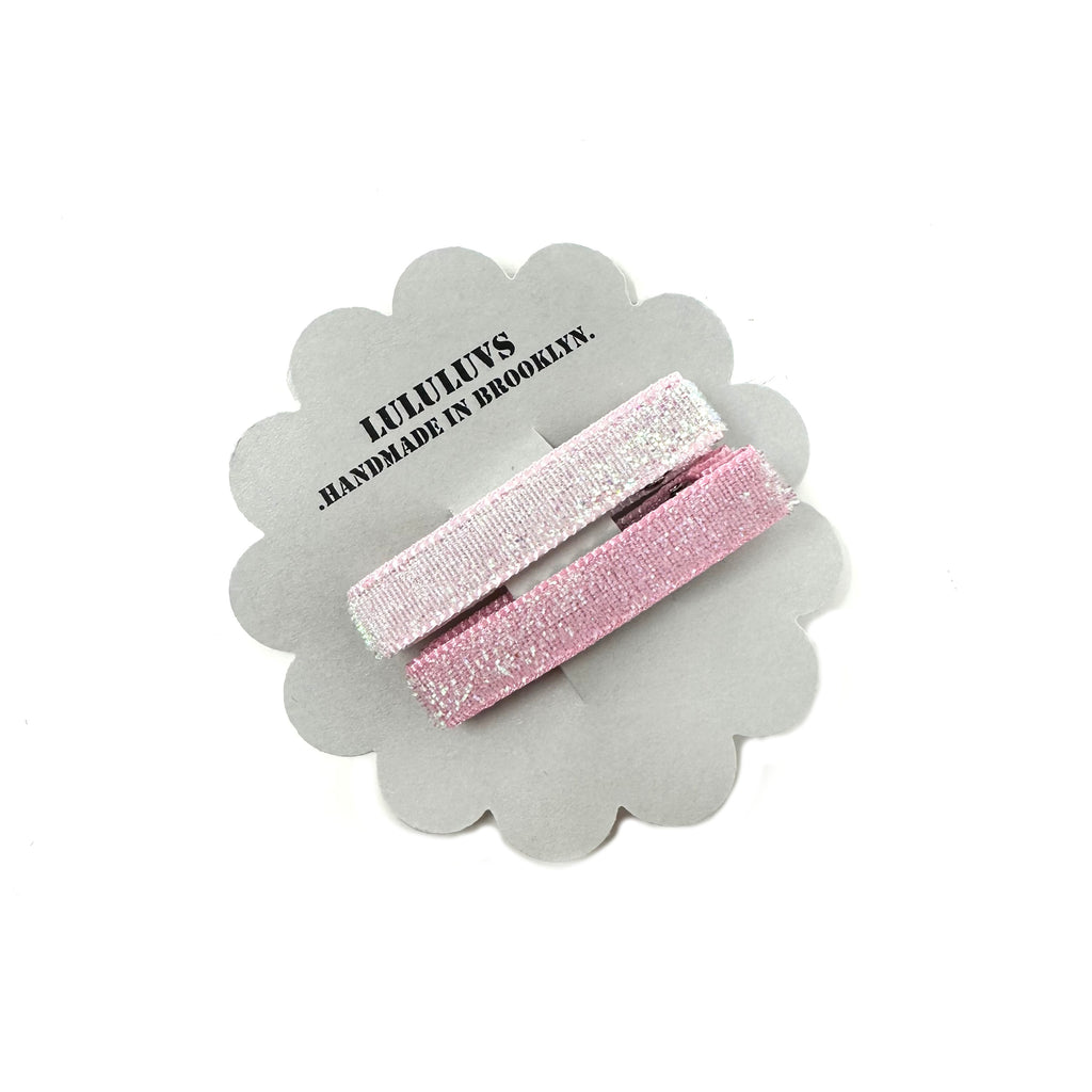 Unicorn Glitter Pink Bar Clips, set of 2