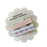 Embroidered Ribbon Bar Clips in Blush, set of 2