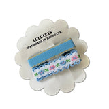 Embroidered Ribbon Bar Clips in Pool, set of 2
