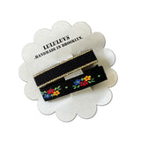 Embroidered Ribbon Bar Clips in Black, set of 2