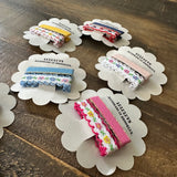 Embroidered Ribbon Bar Clips in Bright Pink, set of 2