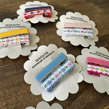 Embroidered Ribbon Bar Clips in Pool, set of 2