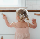 Skinny Ribbon Pigtail Bows, Liberty Muted Pink Floral