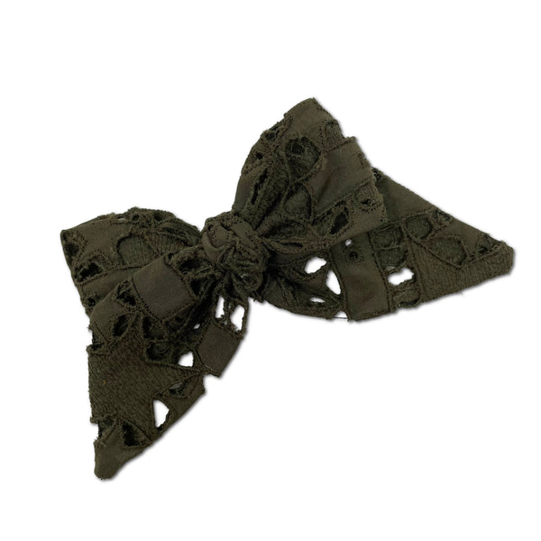 Eyelet Bow, Olive Stars