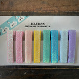 Unicorn Glitter Ivory/Peach Bar Clips, set of 2