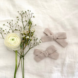 Skinny Ribbon Pigtail Bows, Oyster