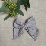 Eyelet Bow, Dove Gray