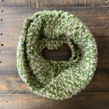 READY TO SHIP! Adult 100% Wool Hand Knit Scarf, Grass/Cream