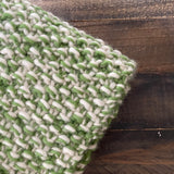 READY TO SHIP! Adult 100% Wool Hand Knit Scarf, Grass/Cream