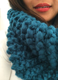 READY TO SHIP! Adult Naomi Extra Chunky Hand Knit Cowl Scarf, Peacock