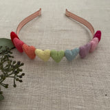 Rainbow Hearts Headband, Pink