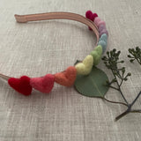 Rainbow Hearts Headband, Pink