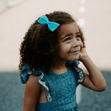 Baby Velvet Bow, Dusty Blue