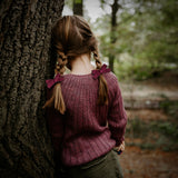 Skinny Ribbon Pigtail Bows, Burgundy