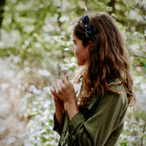 Liberty Bow Headband, Black/Gold Floral