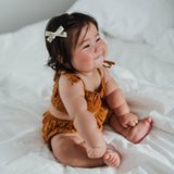 Skinny Ribbon Pigtail Bows, Liberty Ivory Floral