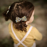 Skinny Ribbon Pigtail Bows, Liberty Muted Yellow Floral