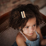 Embroidered Ribbon Bar Clips in Peach, set of 2