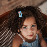 Embroidered Ribbon Bar Clips in Blue, set of 2