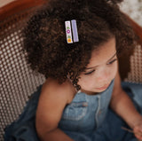 Embroidered Ribbon Bar Clips in Purple, set of 2