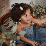 Embroidered Ribbon Bar Clips in Sage, set of 2