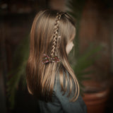 Skinny Ribbon Pigtail Bows, Liberty Pink Blossoms