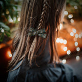 Holiday Plaid Pigtail Bows, Green Plaid