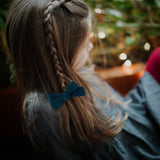 Skinny Ribbon Pigtail Bows, Evergreen
