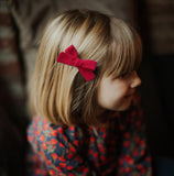 Skinny Ribbon Pigtail Bows, Red