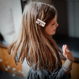 Embroidered Ribbon Bar Clips in Blush, set of 2