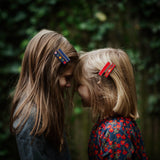 Embroidered Ribbon Bar Clips in Red, set of 2