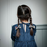 Skinny Ribbon Pigtail Bows, Liberty of London Dusty Blue Floral