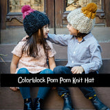 Ready to Ship! Adult Colorblock Knit Hat in Pumpkin/Cobalt